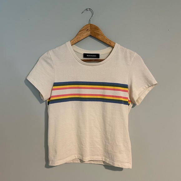 Reformation Retro Rainbow Stripe Tee - Picture 2 of 4